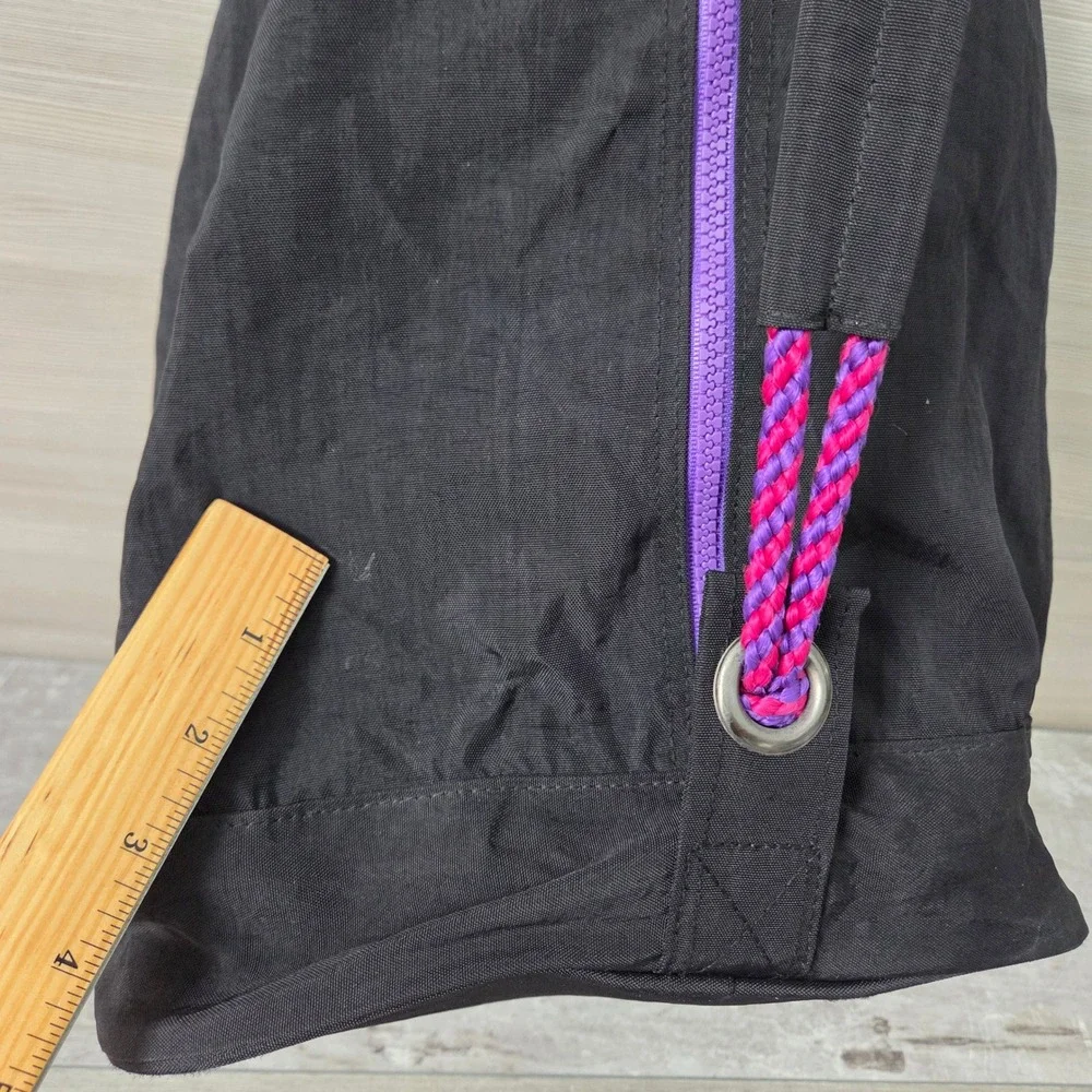 American Girl Black Nylon Drawstring Sling Backpack Y2K Star Logo Purple Rope
